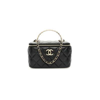 CHANEL MASTER SMALL PEARL TOP HANDLE VANITY CASE WITH CHAIN AP3956 (17*9.5*7.8cm)